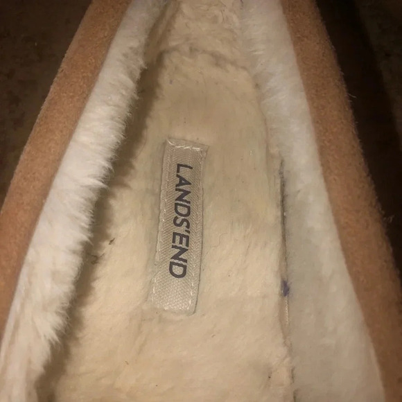 Lands end bedroom slippers/tan fur lined -sz 10 - Picture 2 of 4